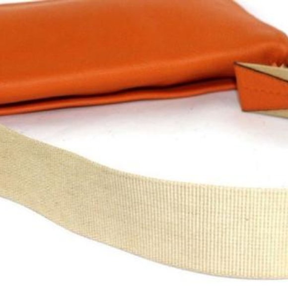 Prada Style Purse With Orange Leather Canvas Strap Messenger Bag - Picture 8 of 12